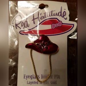 NEW Red Hat HATTITUDE 18 KT GOLD EYEGLASS HOLDER NWT